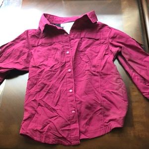 girls magenta Columbia button down long sleeve